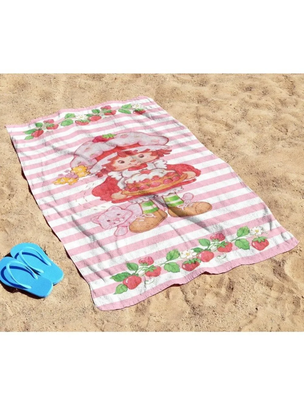 Strawberry Shortcake Kids Bath Towel - 100% Cotton, 28x58, Perfect for Beach
